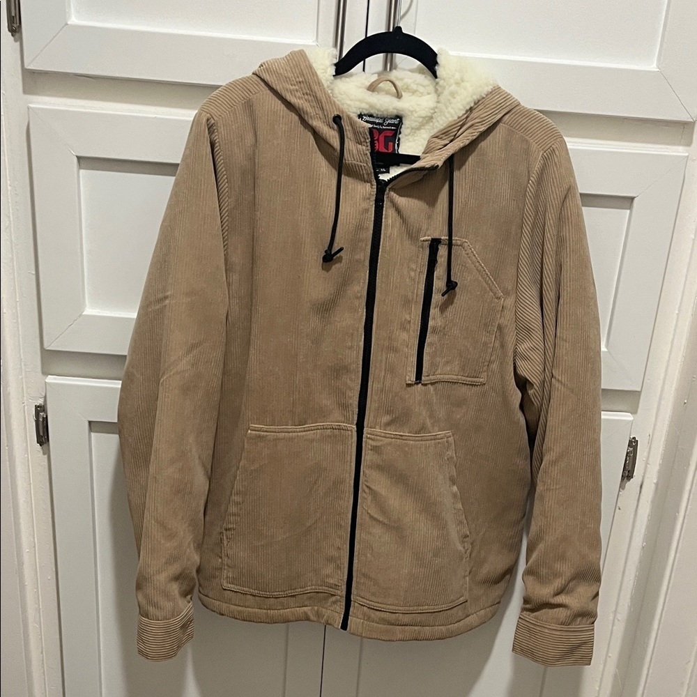 Men's Tan Corduroy Jacket with Hood